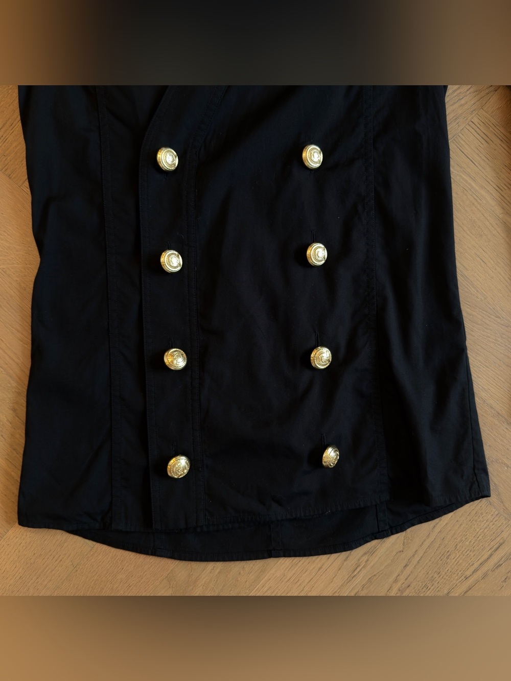 Balmain x H&M Black Double-Breasted Military Shirt Jacket - Picture 4 of 6
